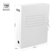 Короб архивный А4, корешок 75 мм, на завязках. гофрокартон, белый, OfficeSpace,