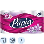 Туалетная бумага PAPIA Балийский цветок 3-х сл 8 рул (7)
