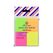 Блок самоклеящ. для записей 40 х 50 мм,, неон, 4 цвета, Attomex