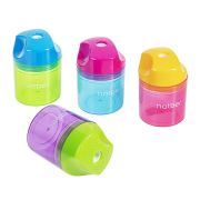 Точилка Hatber SPIKE Пластиковая Цветная с контейнером-Ассорти- 4 цв. / 12