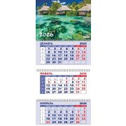 Календарь кварт. на 3-х спир. 3-х блоч. 2026 «Остров в океане»,